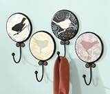Bird Silhouette Wall Hook 4-Asstd Color Iron 3.5 X 5.7 7 X 5 X 11 Set Of 12