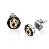 E632 7mm Stainless Steel 3-tone Male Gender Symbol Circle Stud Earrings