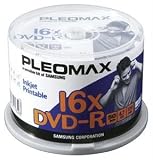 PLEOMAX DXP47650IK 8X WRITE-ONCE INKJET PRINTABLE DVD+R, 50-CT SPINDLE