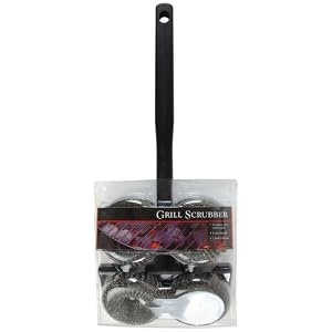 Charcoal Companion Double Head Scrubber Grill Brush with Refills, long handle by 