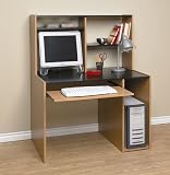Computer Desk/Hutch in Alder Oak/Black Finish By Mylex Furniture