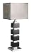 Chrome Screen Cappuccino Wood Cube Table Lamp