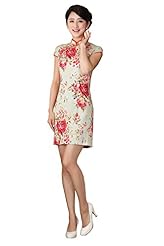 Floral Print Cotton/Linen Mandarin Collar Mini Dress 