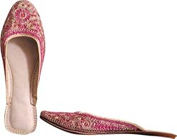 Beaded & Sequin Indian Leather Slippers for Women Handcrafted Casual Footwear Available in Various Sizes
