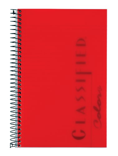 TOPS Classified Business Notebook, 5.5 x 8.5-Inch, College Rule, 100 Sheets per Book, Ruby Plastic Cover (73505)