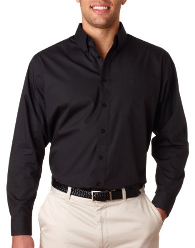 UltraClub Button Down Dress Shirt 8330 Men's Performance Poplin XL Black