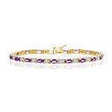 SPARKLING GENUINE AMETHYST & DIAMOND 14K GOLD BRACELET