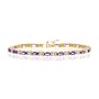SPARKLING GENUINE AMETHYST & DIAMOND 14K GOLD BRACELET