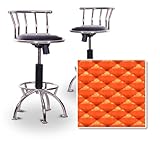 2 24"-29" Orange Vinyl Seat Chrome Metal Adjustable Custom Barstools (Wave  ....