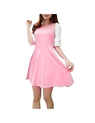 Scoop Neck Sheer Stretchy Chiffon/Cotton/Polyester Short Sleeves Elbow Length Sleeves Tunic/Mini Dress 