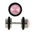 Stainless Steel Fake Plug with Pink CZ - 16g Wire - 2g Fake Plug - Sold as a Pair Stainless Steel Fake Plug with Pink CZ - 16g Wire - 2g Fake Plug - Sold as a Pair