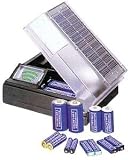 Solar Powered Battery Charger with Meter Charges 2 "D" - "C" - "AA" - "AAA" Batteries