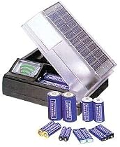 Solar Powered Battery Charger with Meter Charges 2 "D" - "C" - "AA" - "AAA" Batteries