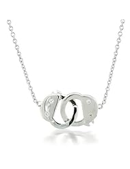 Bling Jewelry Fetish Handcuff Necklace CZ 925 Silver 50 Shades of Grey Inspired
