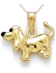 14kt Yellow Gold Enamelled Dachshund Pendant - Chain Included