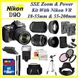 Nikon D90 SLR Digital Camera with 18-55mm VR Lens and 55-200mm VR Lens + Huge Battery, Lens & Tripod Complete Accessories Package (Everything you Need)