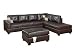 Bobkona Rui 3-Piece Bonded Leather Reversible Sectional Sofa with Matching Ottoman, Dark Brown
