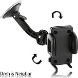 KFZ Halterung vibrationsfrei – Autohalterung ins Querformat drehbar & neigbar für Apple iPhone, HTC, Nokia, SonyEricsson, LG, Motorola, Samsung, Blackberry Handy & Smartphone Halter