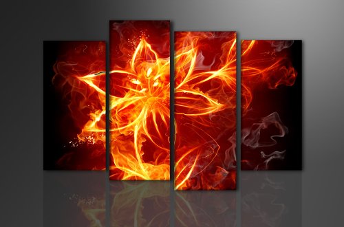 Produkt-Bild: Bild auf Leinwand Fire Fly 130 x 80 cm 4 Teile Modell-Nr. XXL 6147 Bilder fertig gerahmt auf echtem Holzrahmen riesig. Ausf&uuml;hrung Kunstdruck als Wandbild auf Rahmen. G&uuml;nstiger als &Ouml;lbild Gem&auml;lde Poster Plakat.