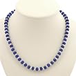 Handmade Blue Agate Necklace With Faceted Silver Beads