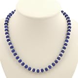 EXP Handmade Blue Agate Necklace With Faceted Silver Beads