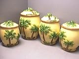 QUEEN PALM Tree 3D Gold Canisters Set of 4 - Palms NEW!