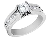 Diamond Cathedral Engagement Ring: 1.14 Carat (ctw) in 18K White Gold (Certified)