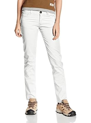 THINK PINK Pantalón Trekking Pantalone Donna"Think Pink"5 Tasche In Gabardina Di Cotone Tinto Capo Slim Fit (Blanco)