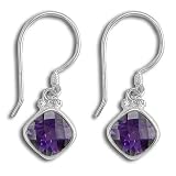 Sterling Silver Faceted Amethyst Earrings by Sajen