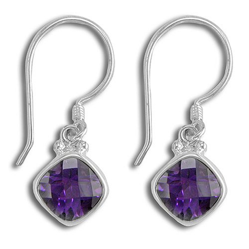 Sterling Silver Faceted Amethyst Earrings by Sajen