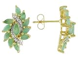 2.20CTW EMERALD WITH DIAMOND ACCENT 18KT OVER STERLING SILVER EARRINGS