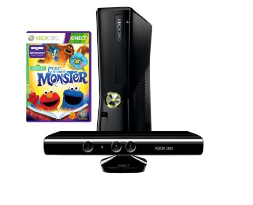 Xbox 360 - Konsole Slim 4 GB inkl. Kinect Sensor + Sesamstraße: Es war einmal ein Monster, schwarz-matt