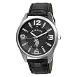U.S. Polo Assn. Men's USC50010 Analogue Black Dial Leather Strap Watch