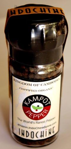 Organic Kampot Pepper - Rare Cambodian Peppercorns Select Black with Grinder Cap