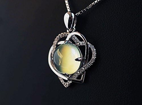 Longjin King "Timeless" Swarovski Zirconia Heart Outline Pendant Necklace(Yellow,Blue)