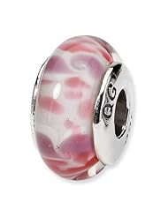 Sterling Silver s Pink Hand-blown Glass Bead by Reflection Beads, Best Quality Free Gift Box Satisfaction Guaranteed