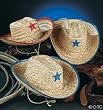 Kids Straw Cowboy Sheriff Party Hat w/Star (2 Pack)