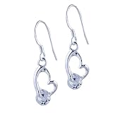 925 Sterling Silver Crystal Heart Jewelry Dangle Earrings