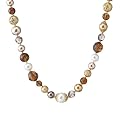 Long Multi-Beaded Necklace - Goldtone