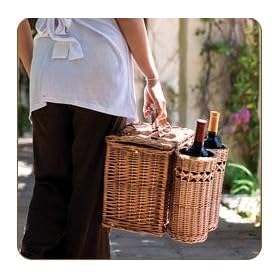 Wine & Cheese Picnic Basket Vino Willow Set For 2 in Grapes - Picnic Time #122-15-515