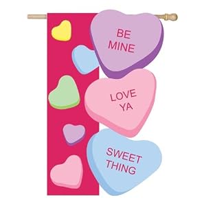 Be My Valentine - Pinwheel - Appliqued 28" x 44" Banner House Flag