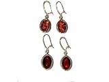 Sterling Silver Cognac Color Amber Earrings