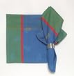 Durable Hand Woven Jacquard 100% Cotton Blue and Green Napkins 22x22 Inches Set of 12