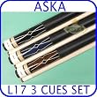 Billiard Pool Cue Stick Set Aska L17 3 pool cue sticks
