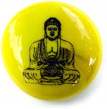 Sitting Buddha Colored Glass New Age Imprinted Stones