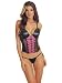 Black Faux Leather Bustier Corset and Thong Panty Set Pink Trim