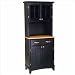 Home Styles Furniture Black Wood Buffet with Natural Wood Top and 2-Door Panel Hutch