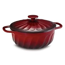 Paula Deen 3.5 Quart Porcelain Covered Round Casserole, Burgundy