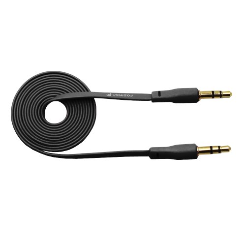 Fosmon 3.5mm Male to 3.5mm Male Flat Stereo Audio Cable (3.3 Feet) for Samsung Galaxy S4 S IV, S3 III, S3 mini, S2 II, Galaxy Note 2, Note 3, Apple iPod Touch, iPod Nano, iPod mini, iTouch, iPod Shuffle, Apple iPhone 5, 5S, 5C, 4, 4S, HTC One (M7), HTC EVO 4G LTE, Rezound, X V S, BlackBerry Z10, Curve 8900, Storm 9530, Tour 9630, Bold 9650, Motorola Droid RAZR M, Bionic, RAZR MAXX, Atrix 4G, Atrix 2, Sony Xperia Z and Other 3.5mm Devices (Black)