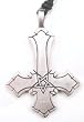 Inverted Cross Pentagram Pewter Pendant Necklace
